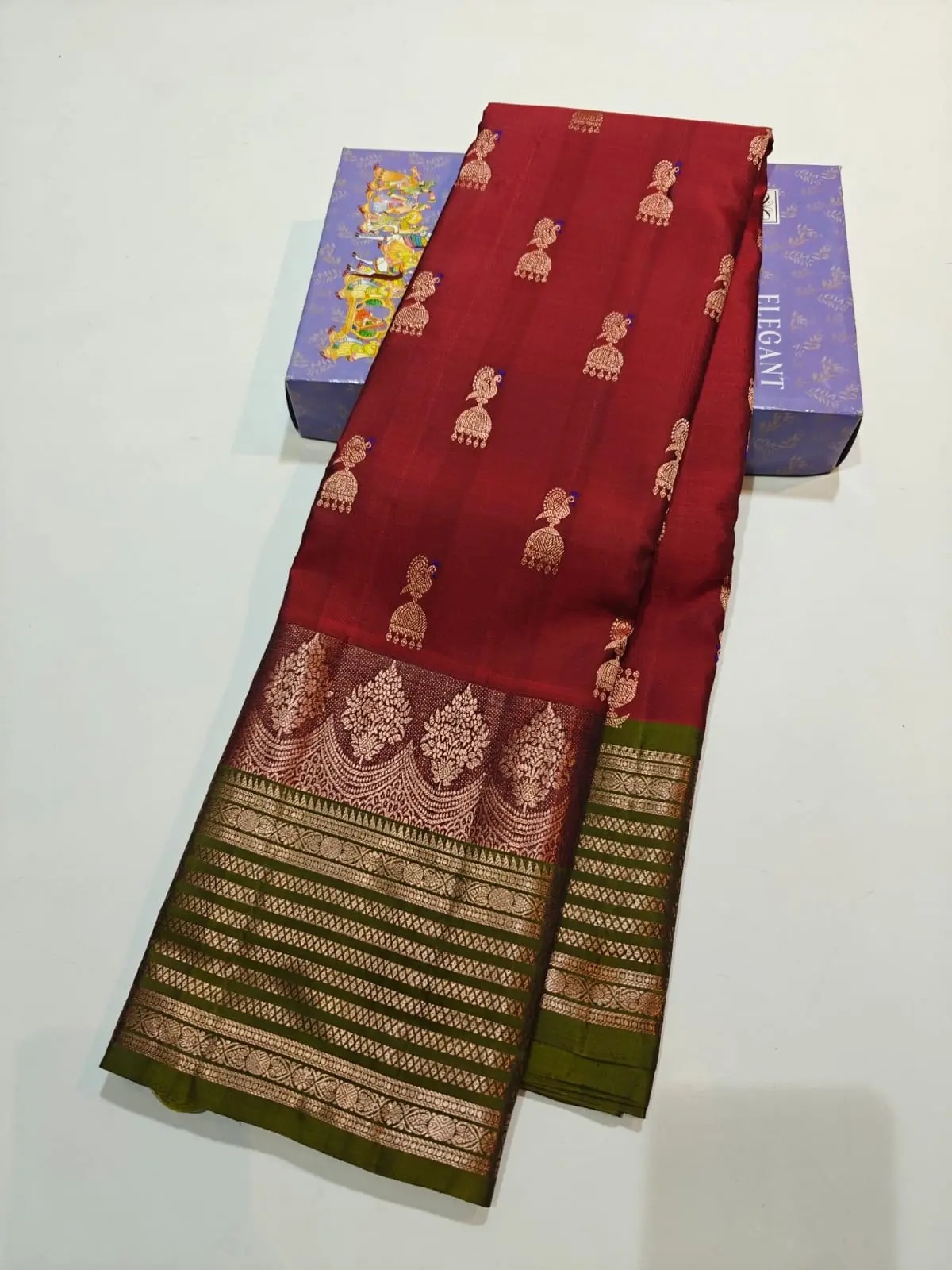 Peacock and Jhumka Kanchi Handloom Soft Silk Saree